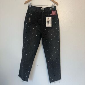 NWT SIMPLE SOCIETY Super High Rise Straight Studded Jeans Size 7/28